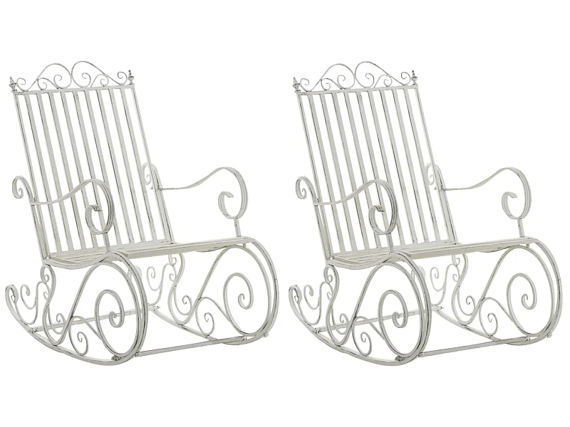 Lot de 2  Fauteuil à bascule - Métal & Antique clair - Blanc antique - Smilla