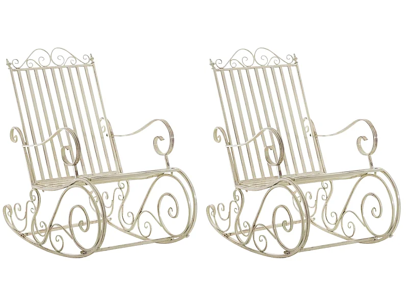 Lot de 2  Fauteuil à bascule - Métal & Antique clair - Crème antique - Smilla