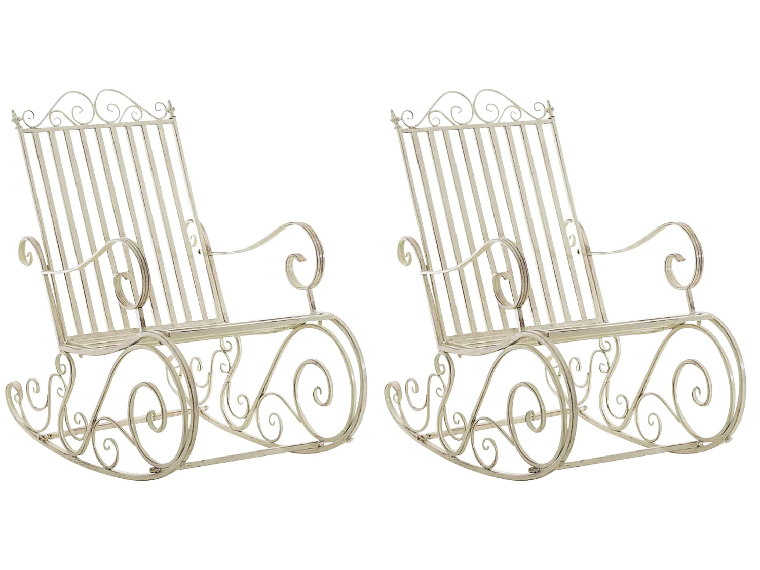 Lot de 2  Fauteuil à bascule - Métal & Antique clair - Crème antique - Smilla