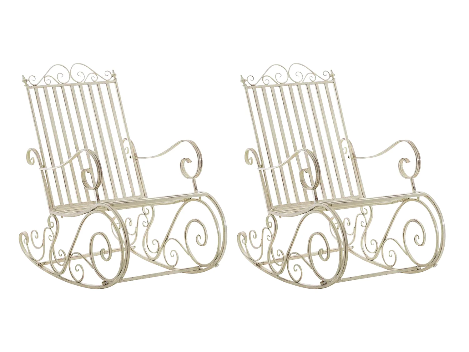 Lot de 2  Fauteuil à bascule - Métal & Antique clair - Crème antique - Smilla
