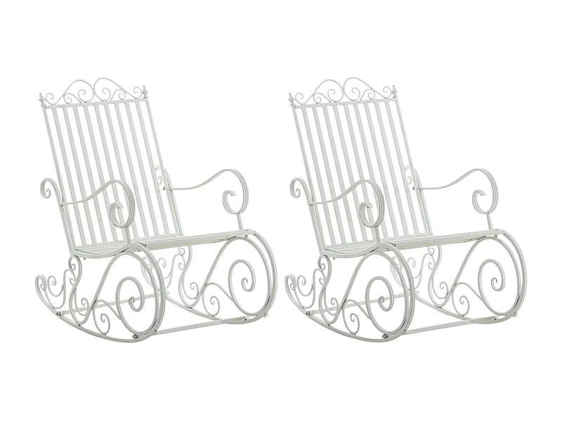 Lot de 2  Fauteuil à bascule - Métal & Antique clair - Blanc - Smilla