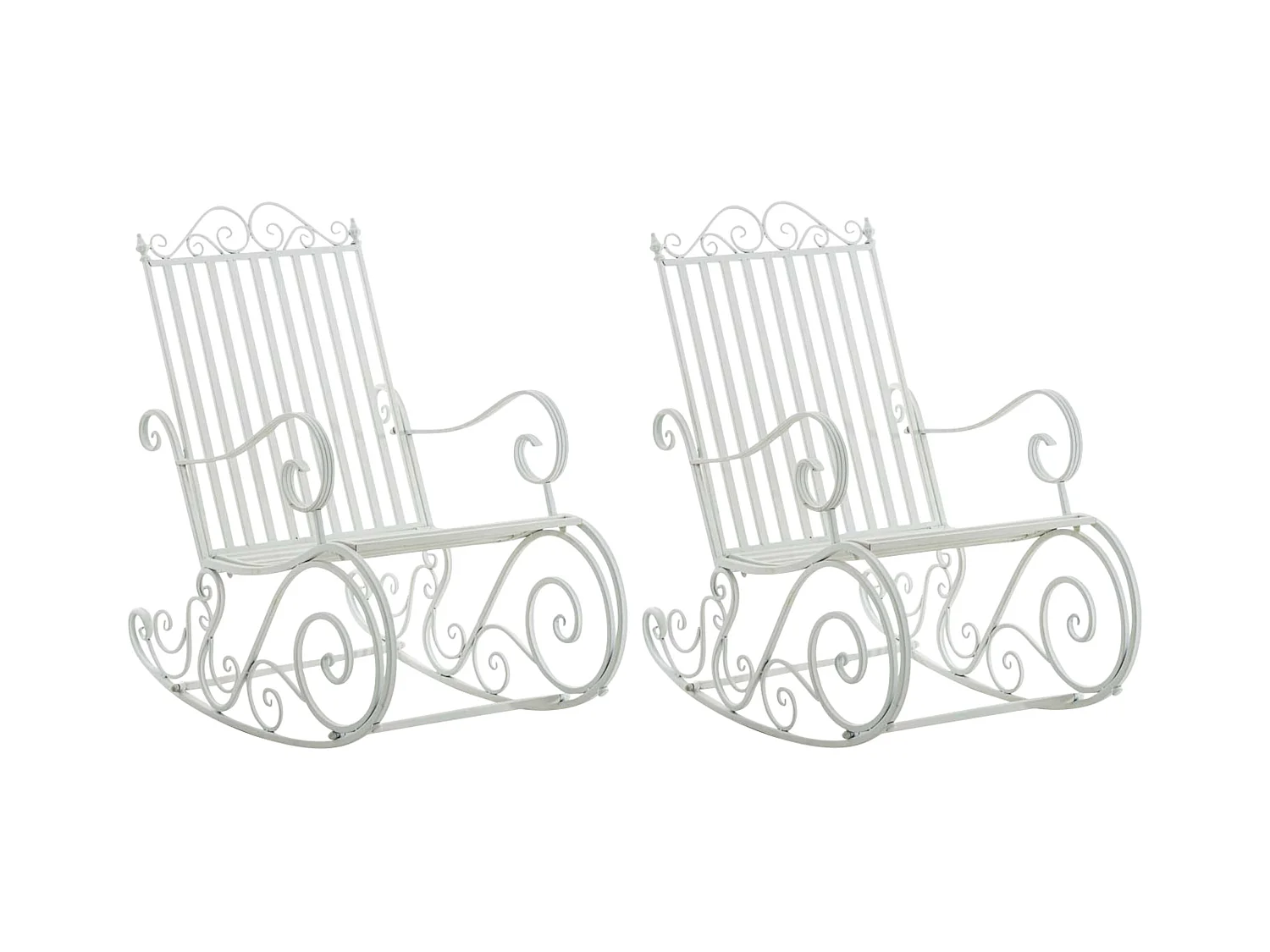 Lot de 2  Fauteuil à bascule - Métal & Antique clair - Blanc - Smilla