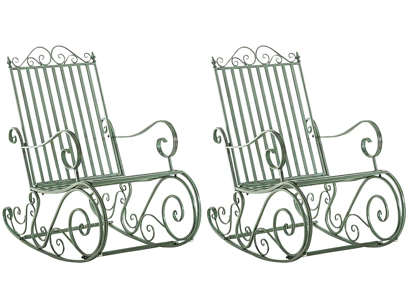 Lot de 2  Fauteuil à bascule - Métal & Antique clair - Vert antique - Smilla