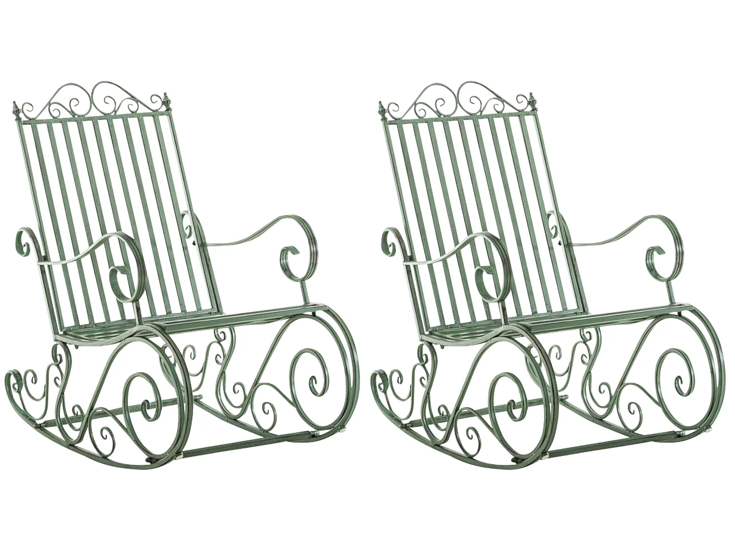 Lot de 2  Fauteuil à bascule - Métal & Antique clair - Vert antique - Smilla