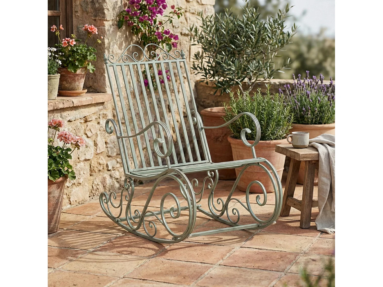 Fauteuil à bascule - Métal - Vert antique - Smilla