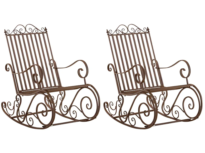 Lot de 2  Fauteuil à bascule - Métal & Antique clair - Marron - Smilla