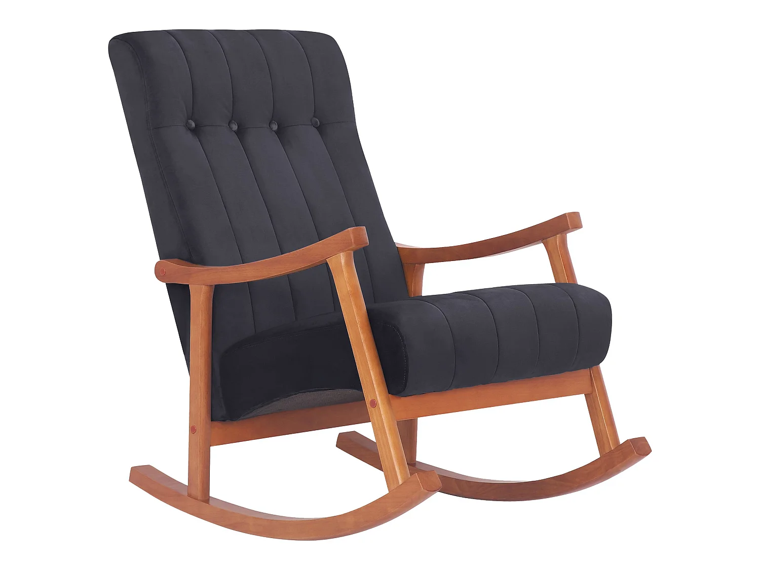 Fauteuil à bascule - Velours - Noyer / Noir - Saltillo