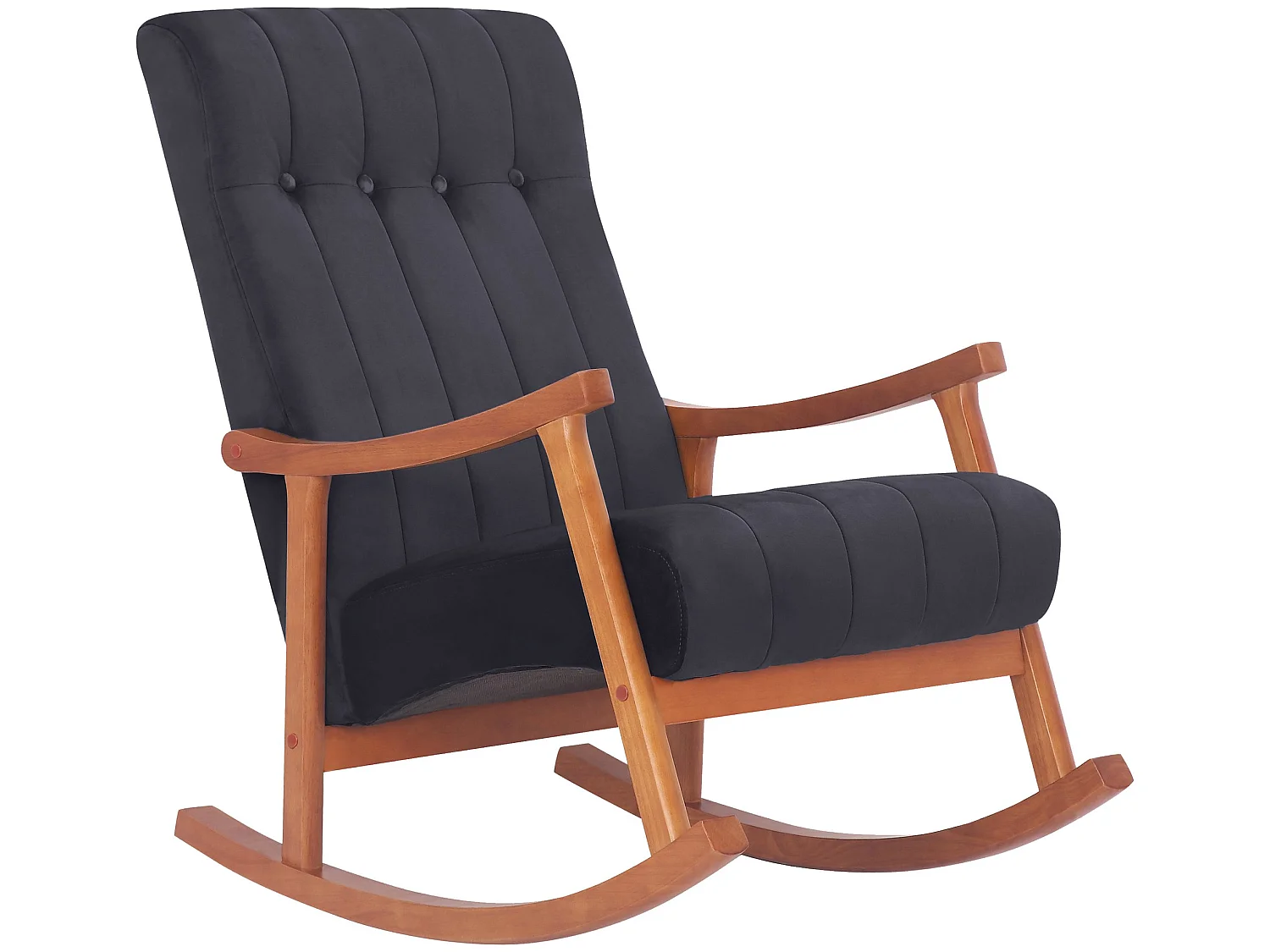 Fauteuil à bascule - Velours - Noyer / Noir - Saltillo