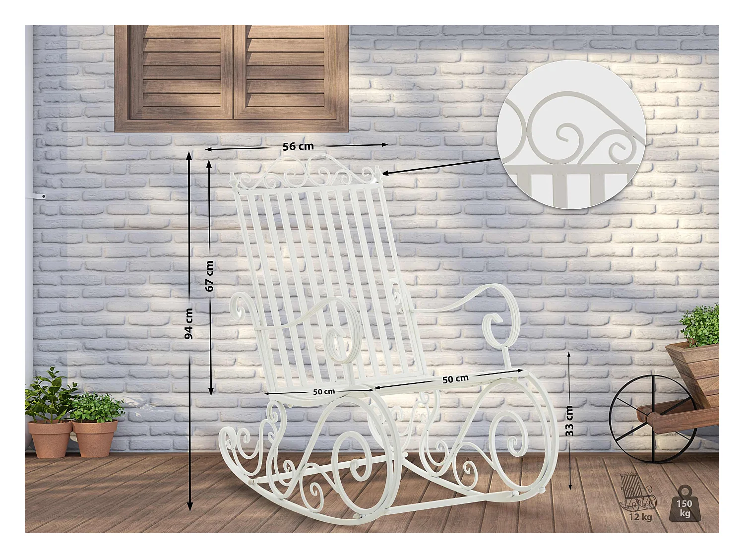 Fauteuil à bascule - Métal - Blanc - Smilla