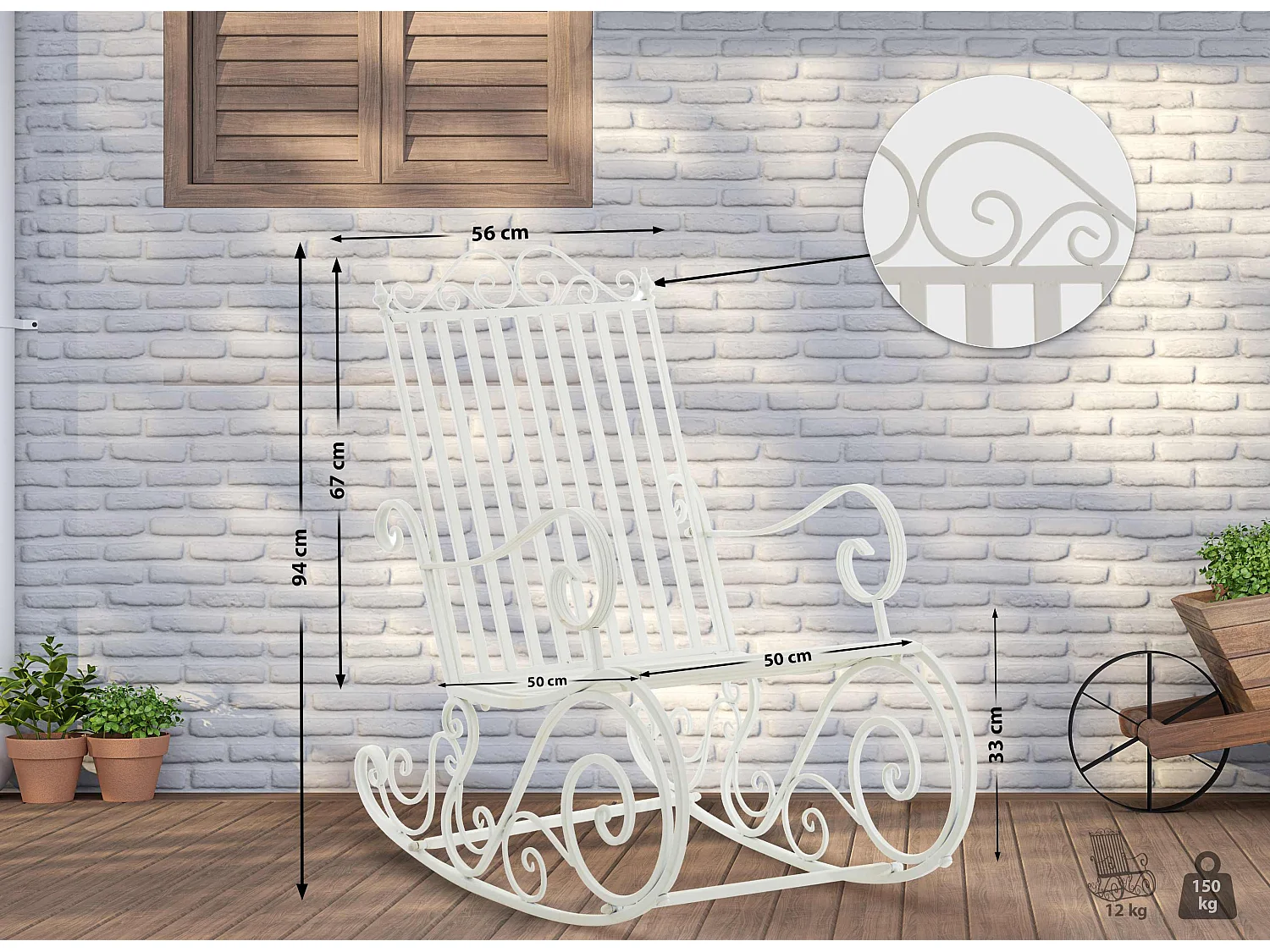 Fauteuil à bascule - Métal - Blanc - Smilla