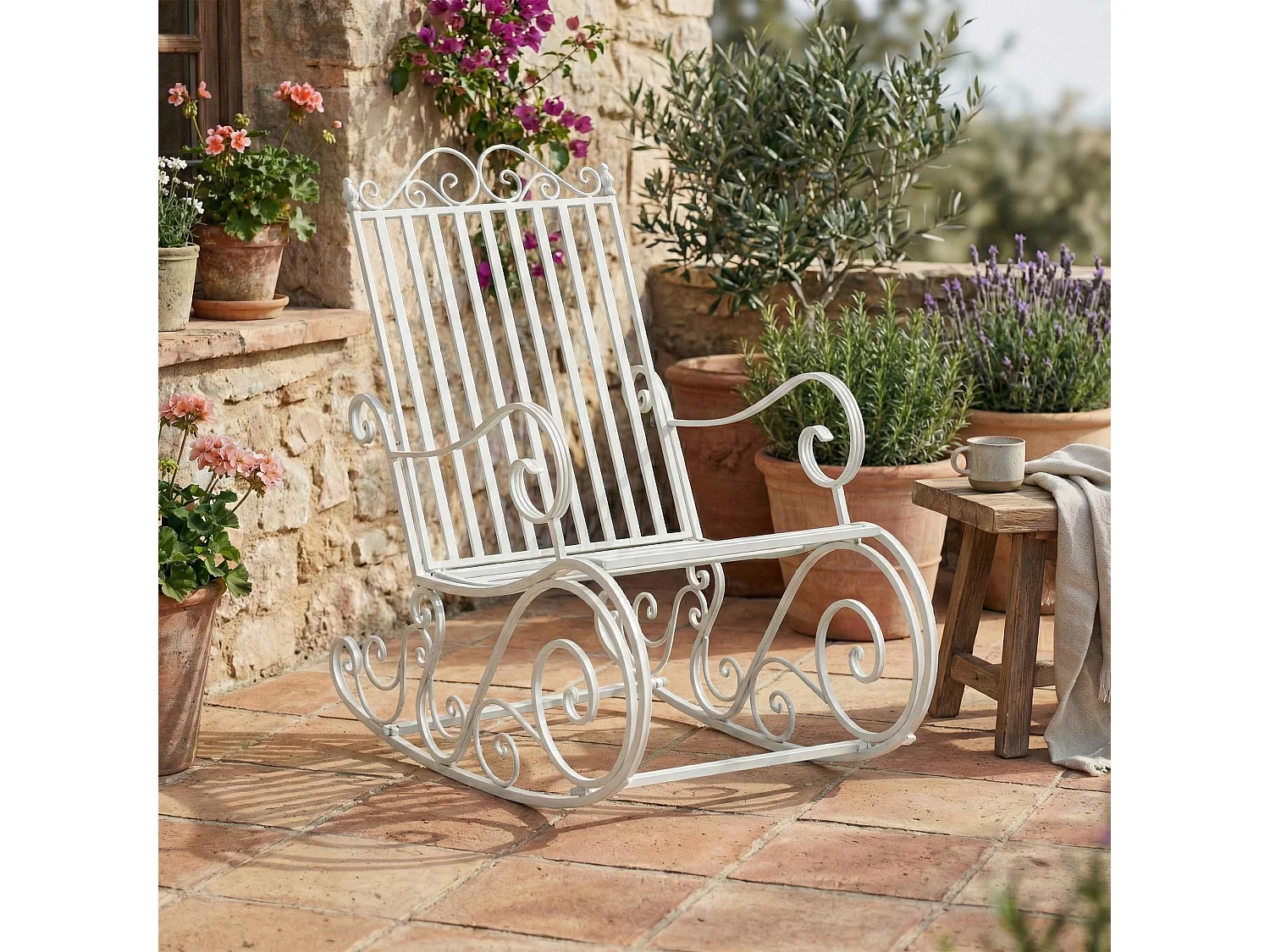 Fauteuil à bascule - Métal - Blanc - Smilla