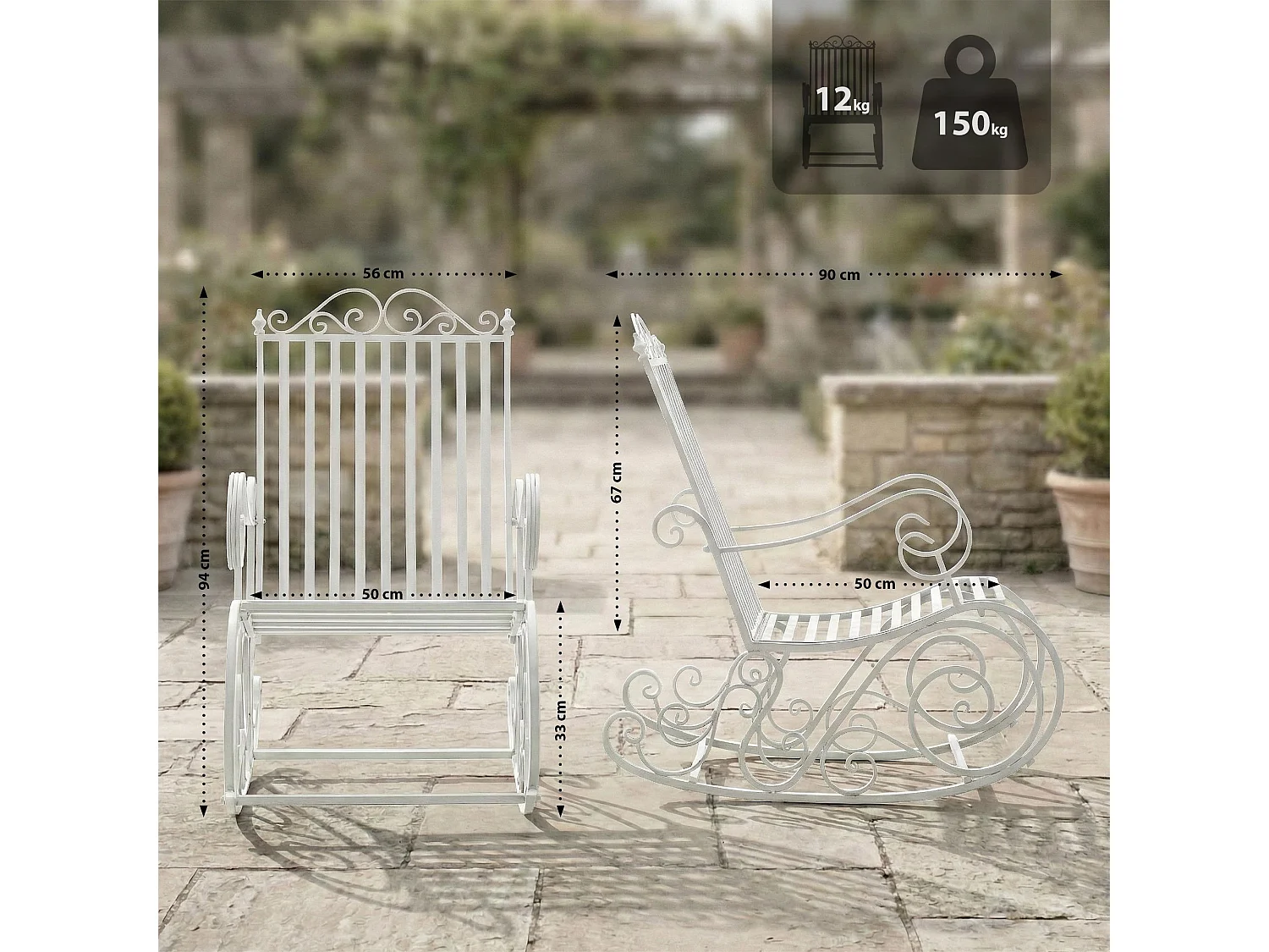 Fauteuil à bascule - Métal - Blanc - Smilla