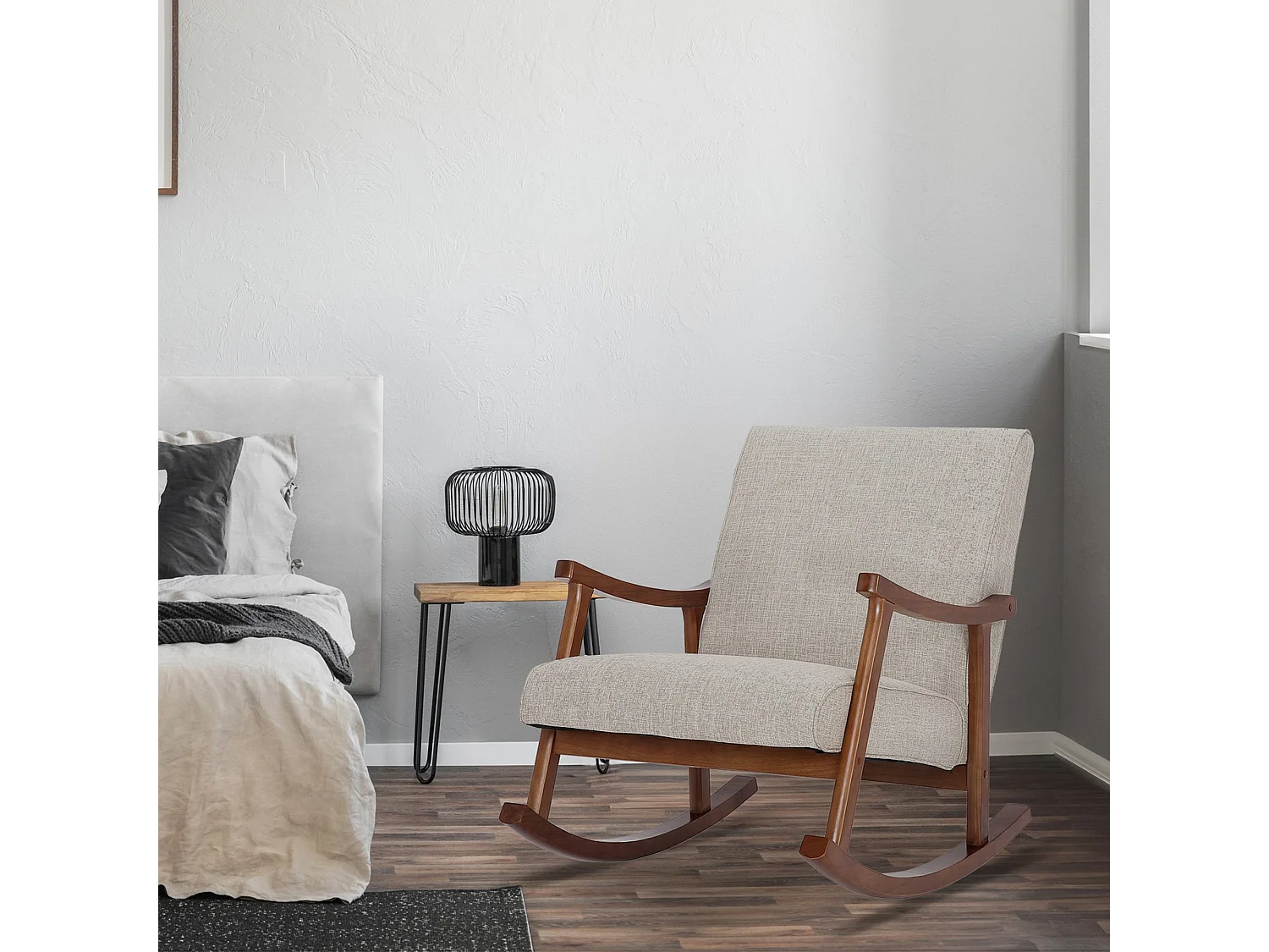 Fauteuil à bascule - Tissu - Crème - Morelia