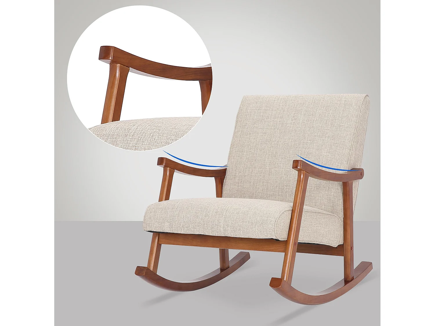 Fauteuil à bascule - Tissu - Crème - Morelia