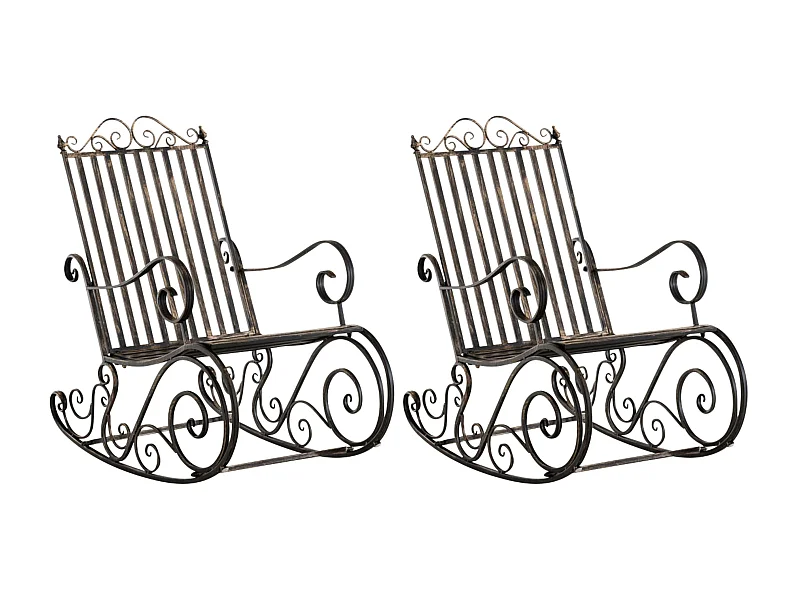 Lot de 2  Fauteuil à bascule - Métal & Antique clair - Bronze - Smilla