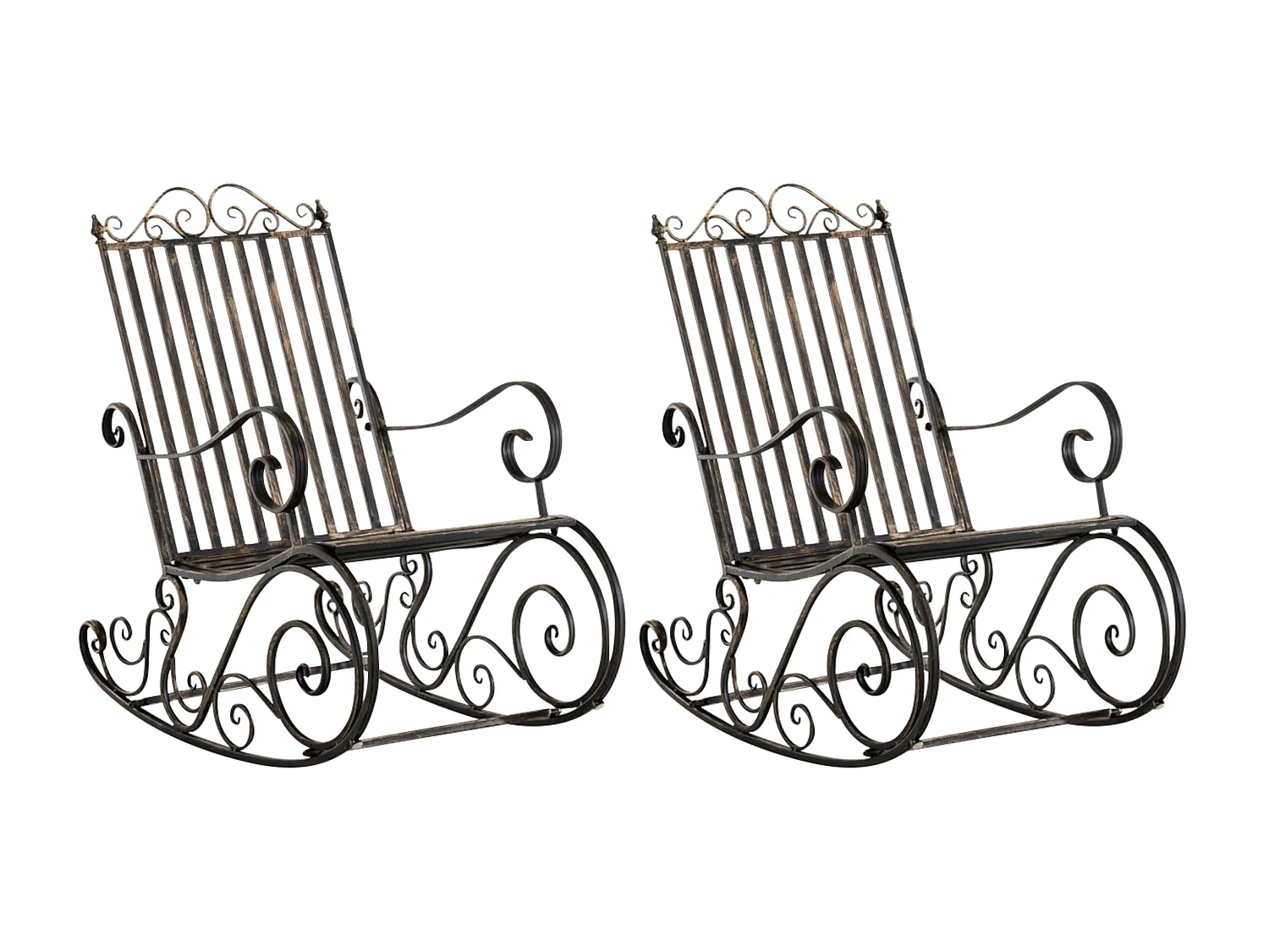 Lot de 2  Fauteuil à bascule - Métal & Antique clair - Bronze - Smilla