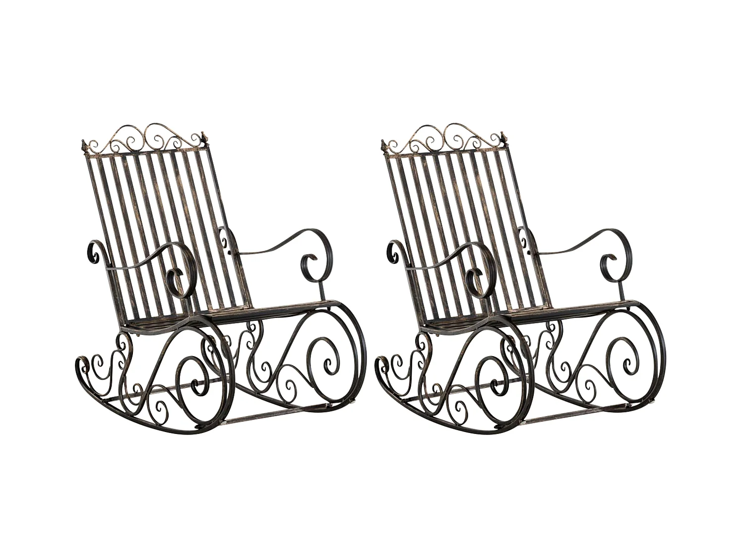 Lot de 2  Fauteuil à bascule - Métal & Antique clair - Bronze - Smilla