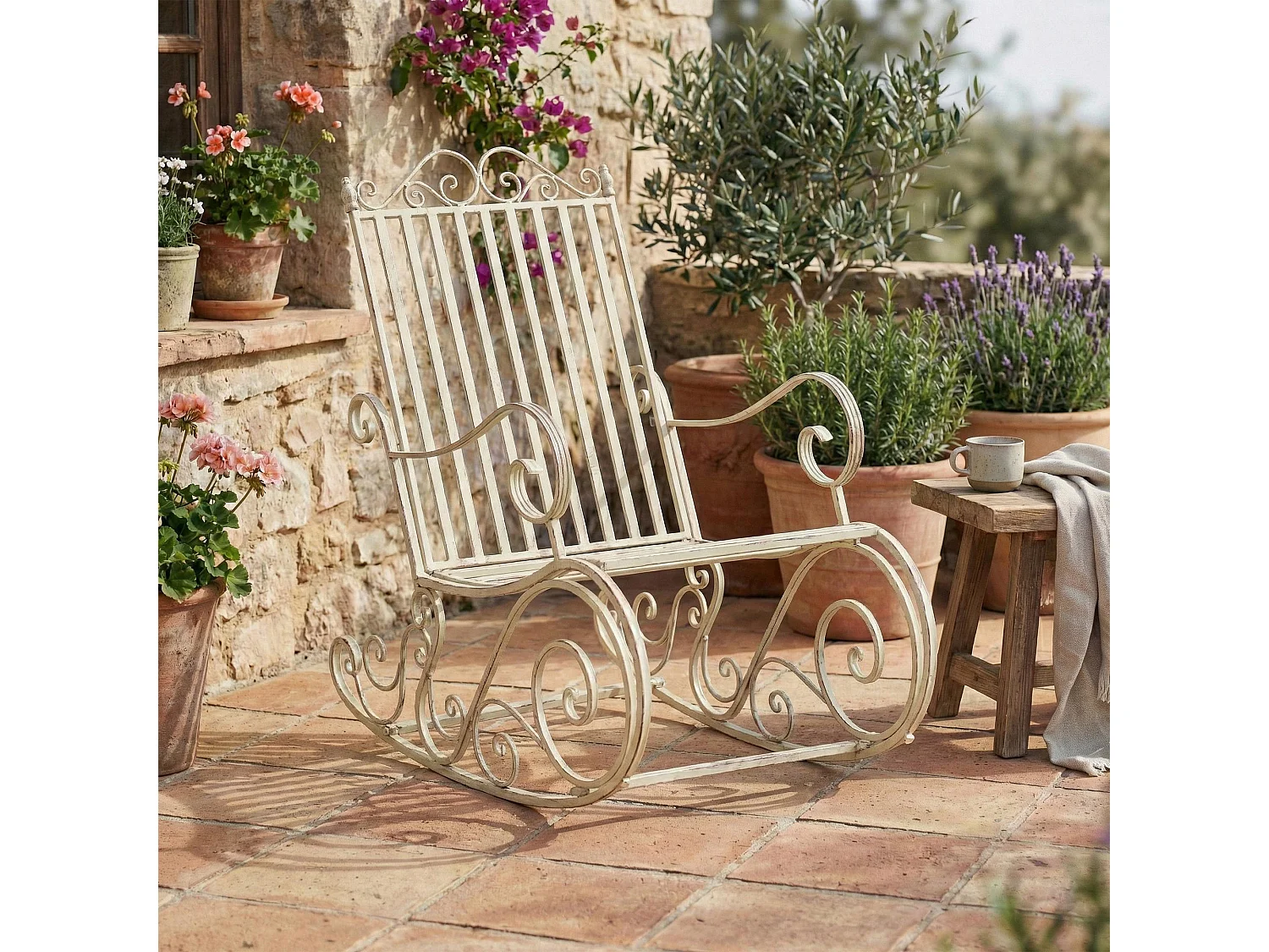 Fauteuil à bascule - Métal - Crème antique - Smilla