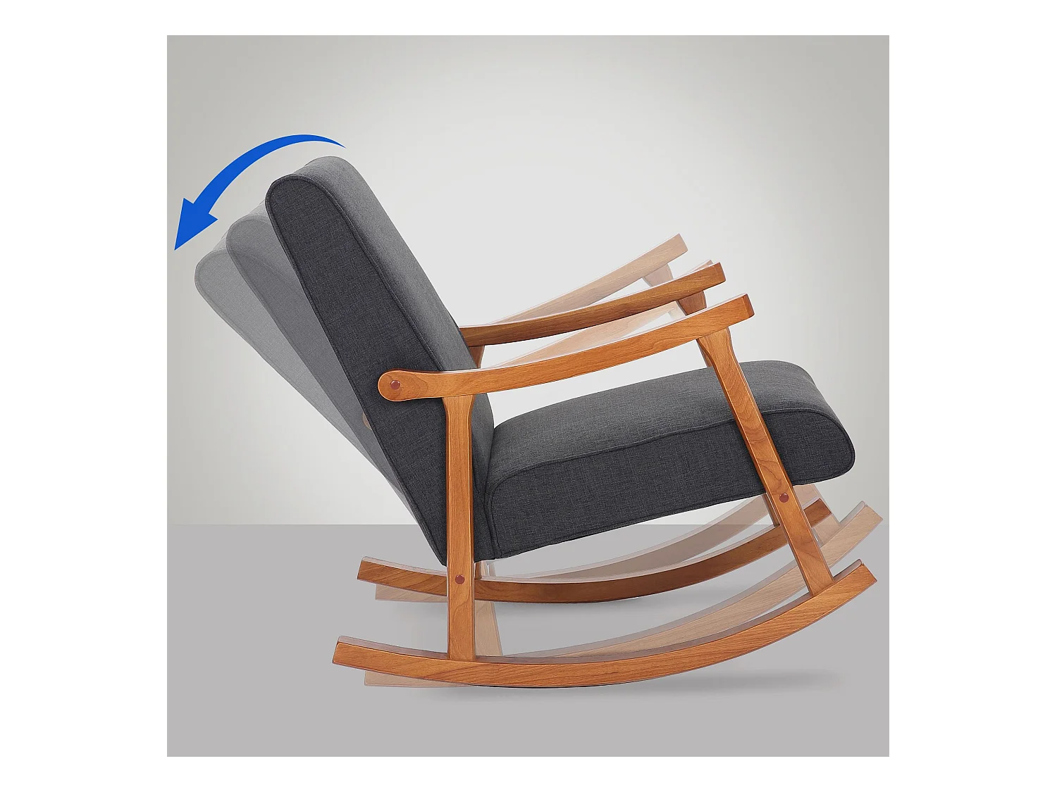 Fauteuil à bascule - Tissu & Noir - Gris foncé - Morelia