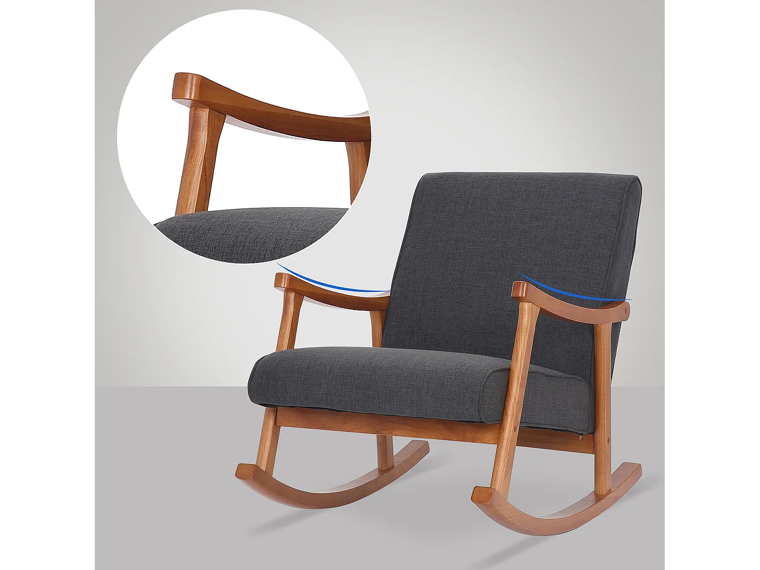 Fauteuil à bascule - Tissu & Noir - Gris foncé - Morelia