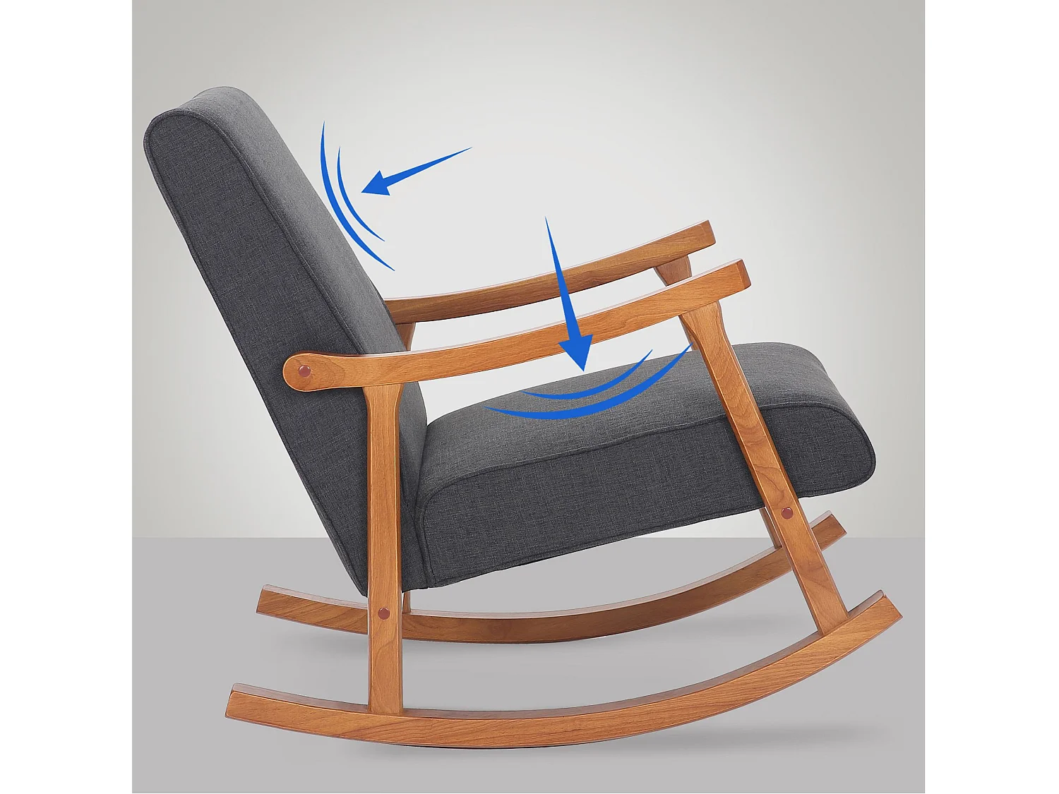 Fauteuil à bascule - Tissu & Noir - Gris foncé - Morelia