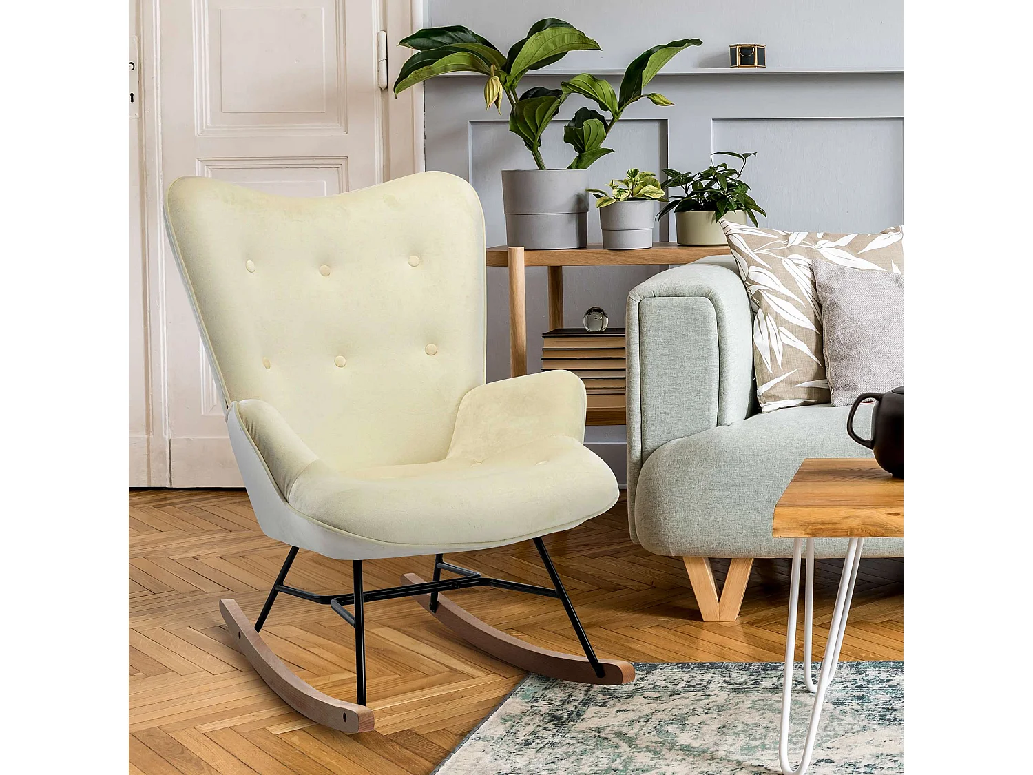 Fauteuils à bascule - Velours & Métal - Crème - Sanka