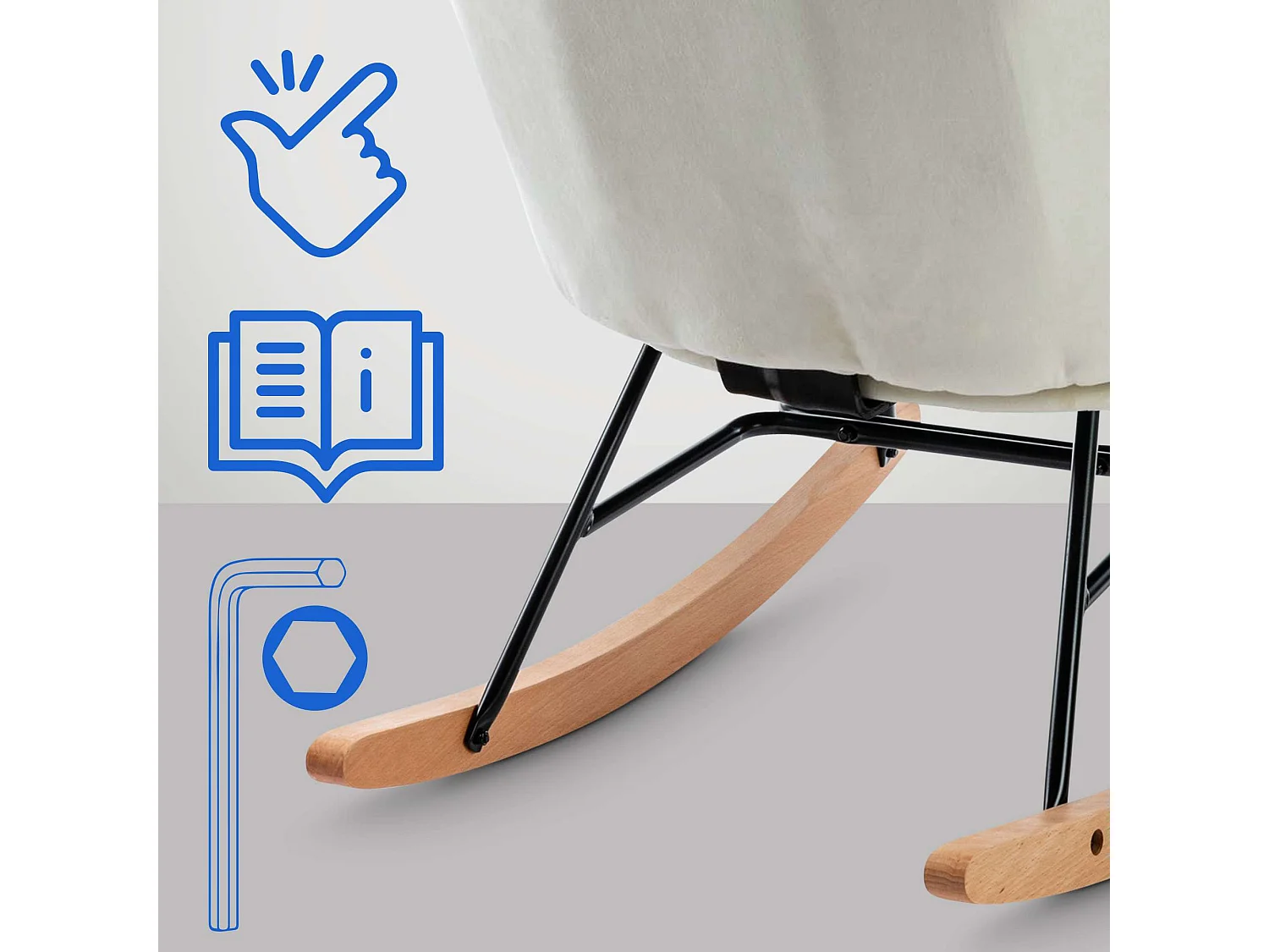 Fauteuils à bascule - Velours & Métal - Crème - Sanka