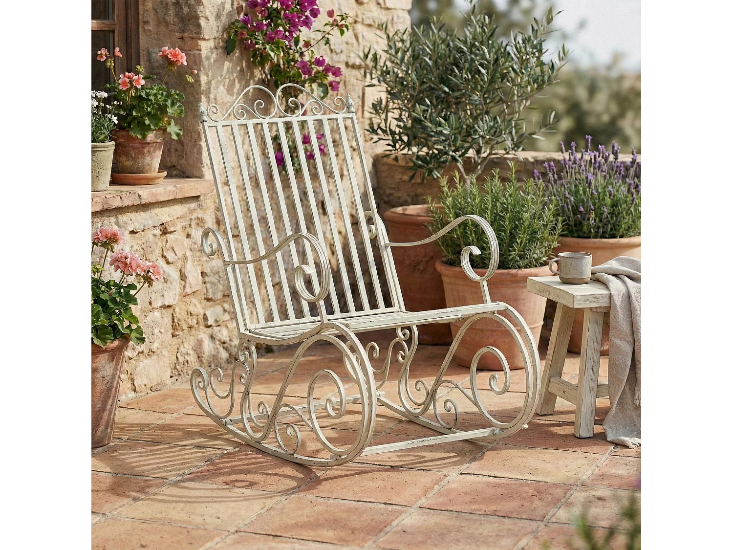 Fauteuil à bascule - Métal - Blanc antique - Smilla