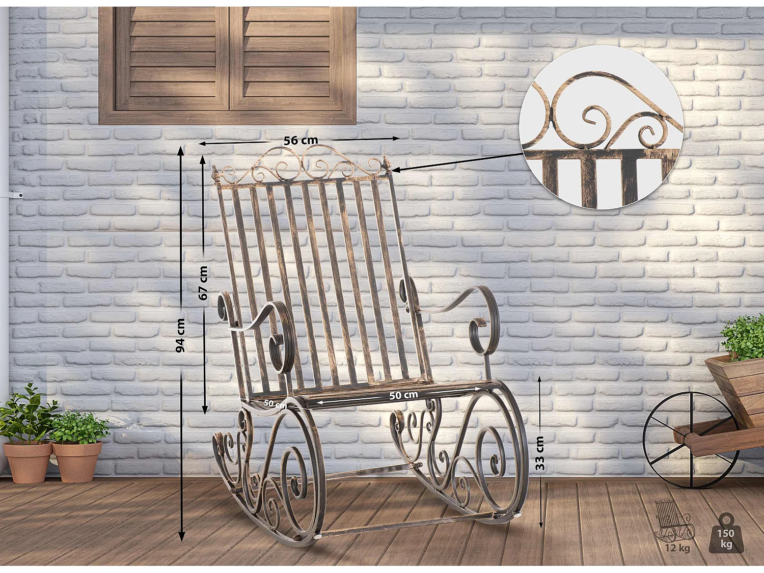 Fauteuil à bascule - Métal - Bronze - Smilla