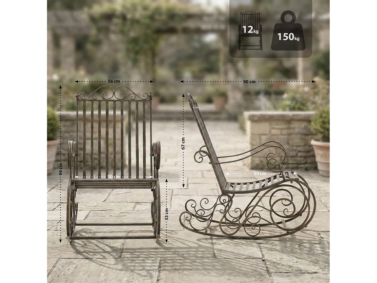 Fauteuil à bascule - Métal - Bronze - Smilla