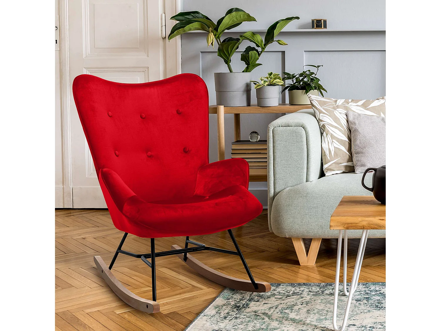 Fauteuils à bascule - Velours & Métal - Rouge - Sanka