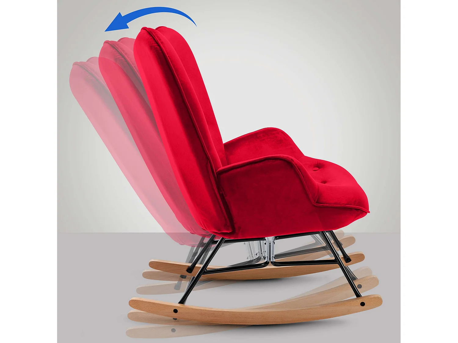 Fauteuils à bascule - Velours & Métal - Rouge - Sanka