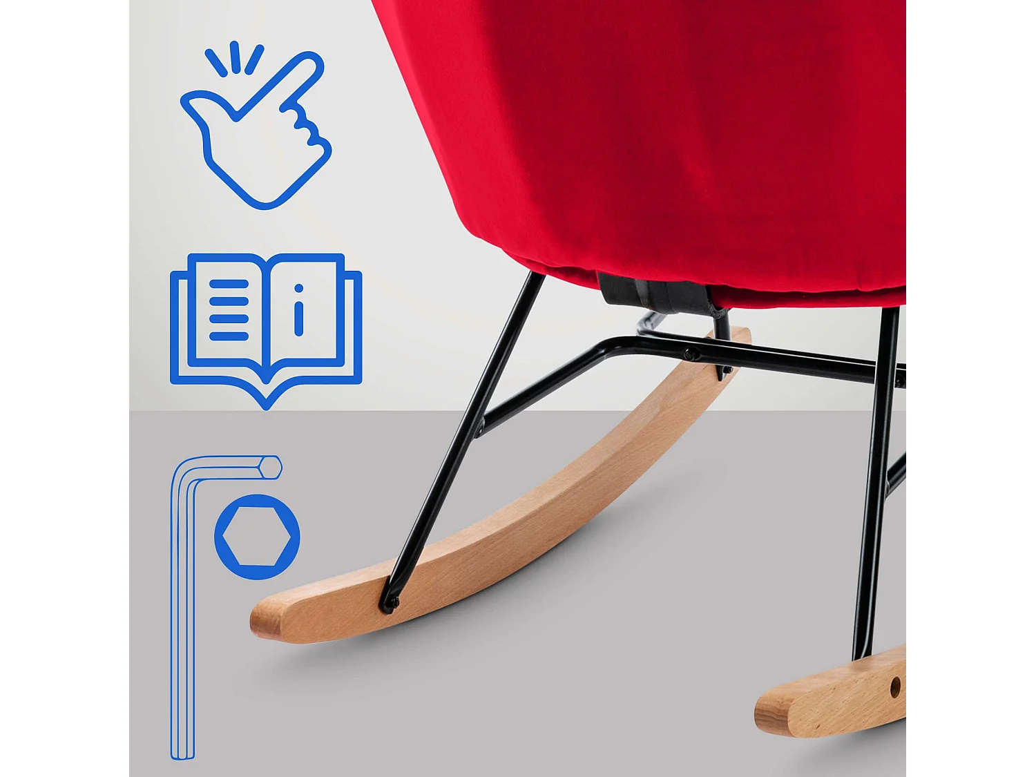 Fauteuils à bascule - Velours & Métal - Rouge - Sanka