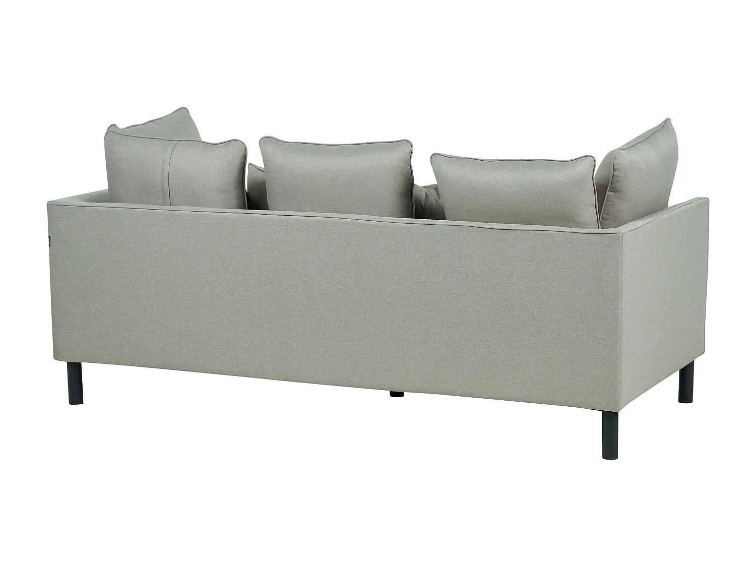 3-Sitzer Sofa Stoff grau mit Metallbeinen dicke Sitzkissen Dekokissen Fenstad
