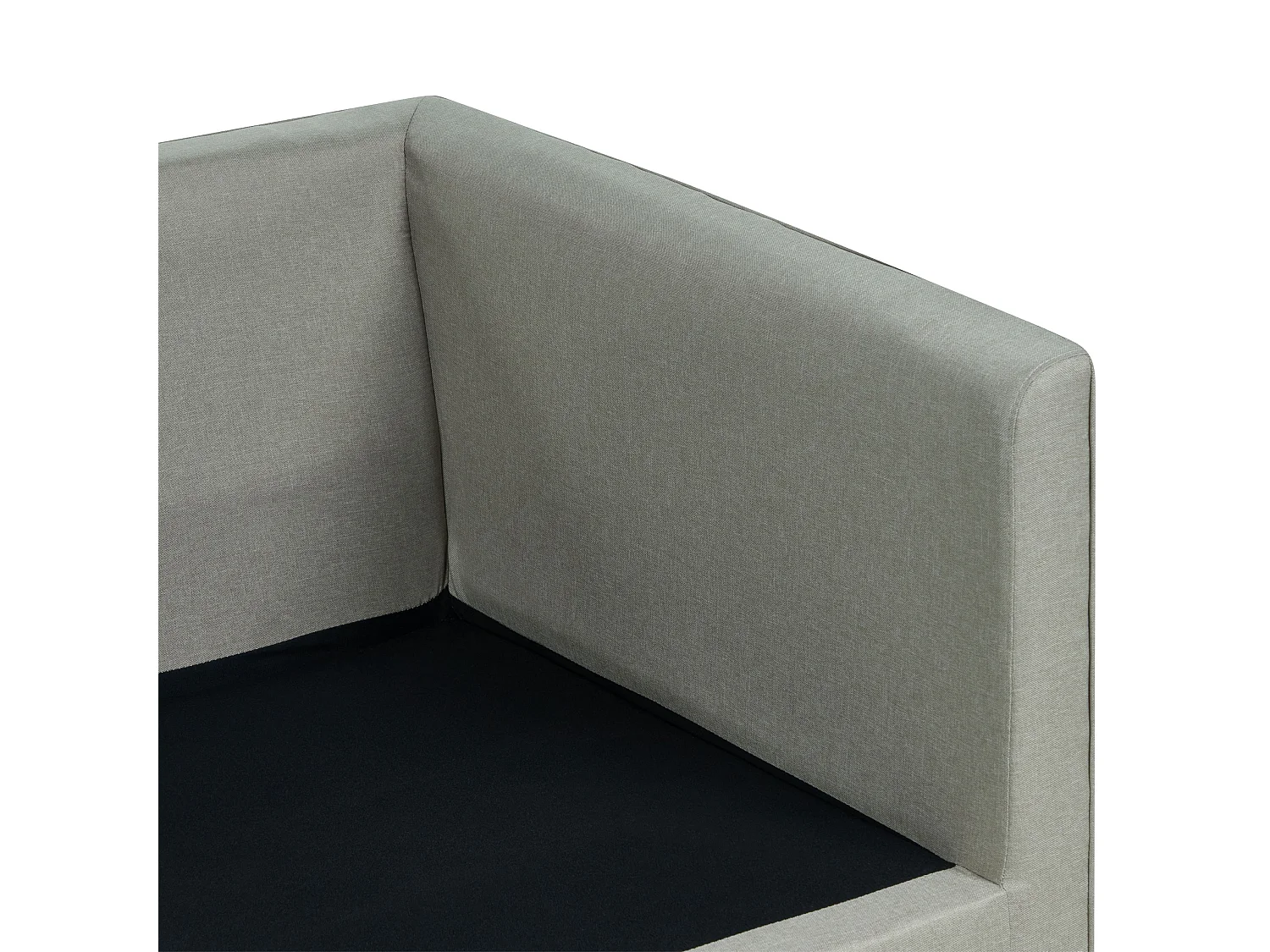 3-Sitzer Sofa Stoff grau mit Metallbeinen dicke Sitzkissen Dekokissen Fenstad