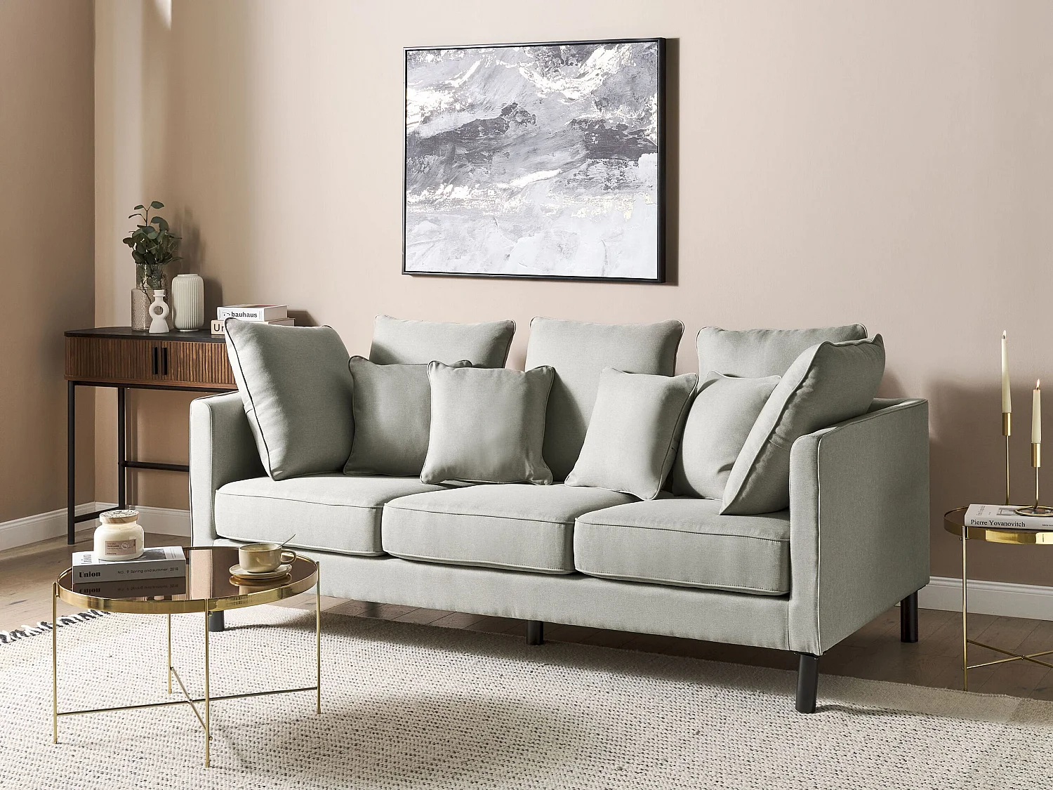 Sofa FENSTAD Stoff Hellgrau 3-Sitzer