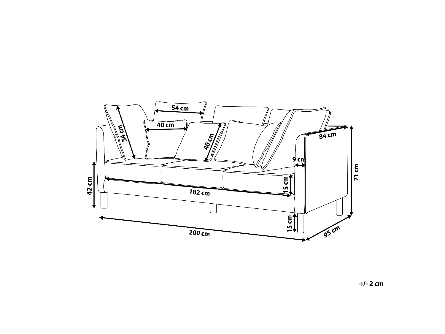 Sofa FENSTAD Stoff Hellgrau 3-Sitzer