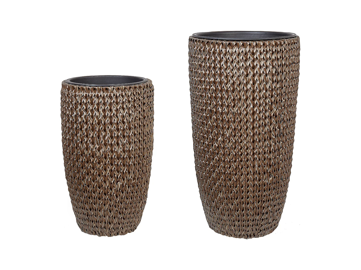 Lot de 2 pots de fleurs CEDRUS 37/45 cm Marron