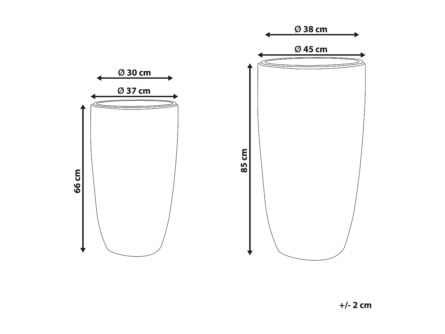 Lot de 2 pots de fleurs CEDRUS 37/45 cm Marron