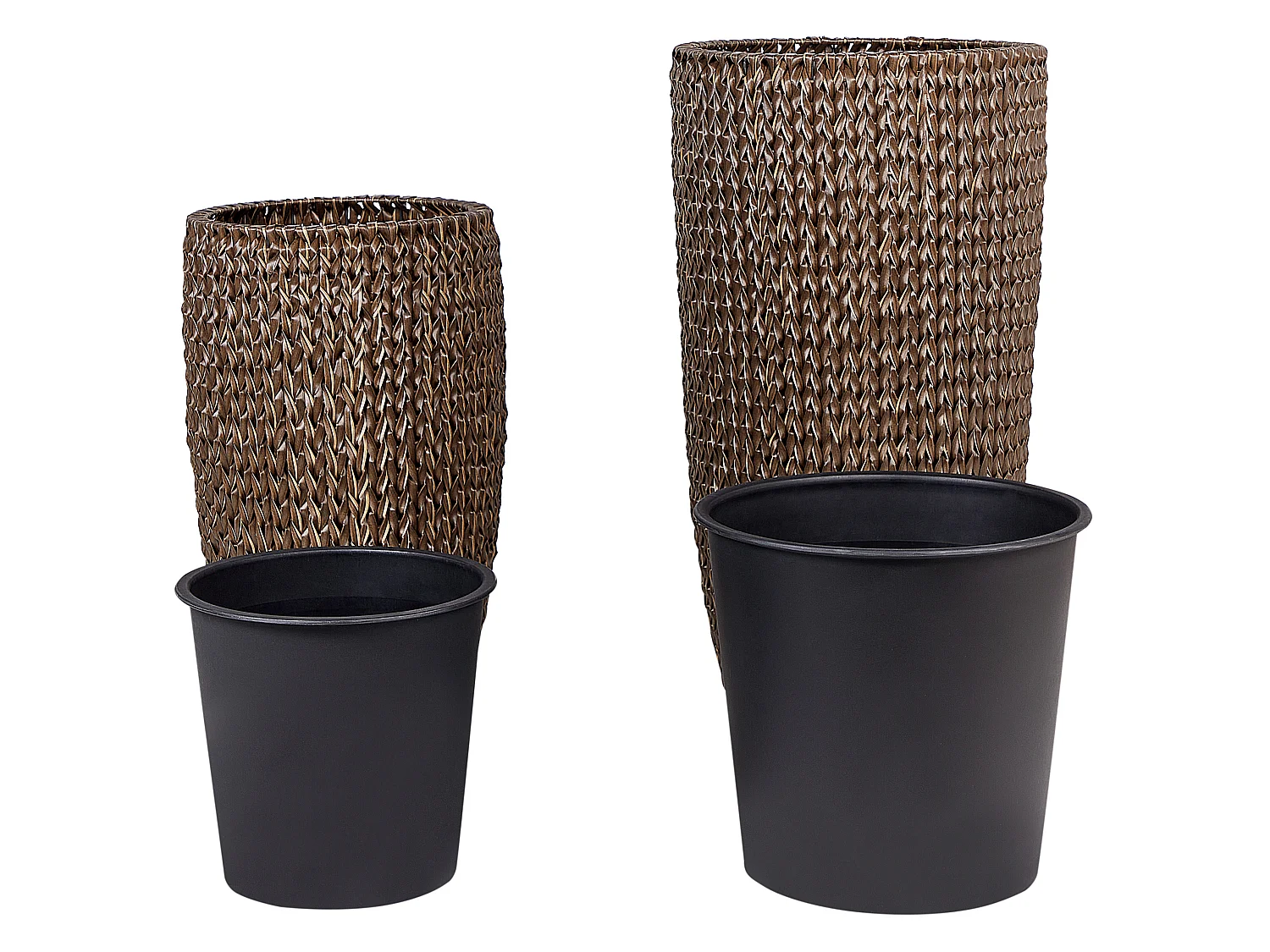 Set mit 2 Blumentöpfen CEDRUS PE Rattan 37/45 cm Braun