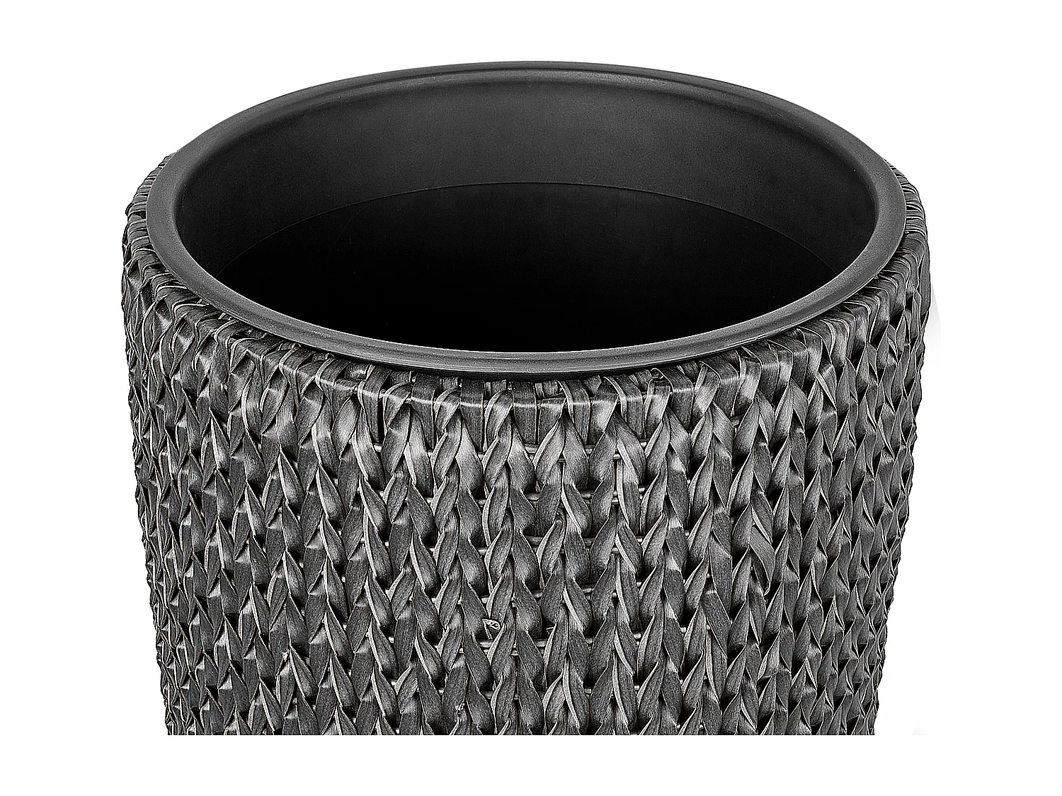 Blumentopf 2er Set Rattan schwarz rund hoch Outdoor Indoor mit Innentopf Cedrus