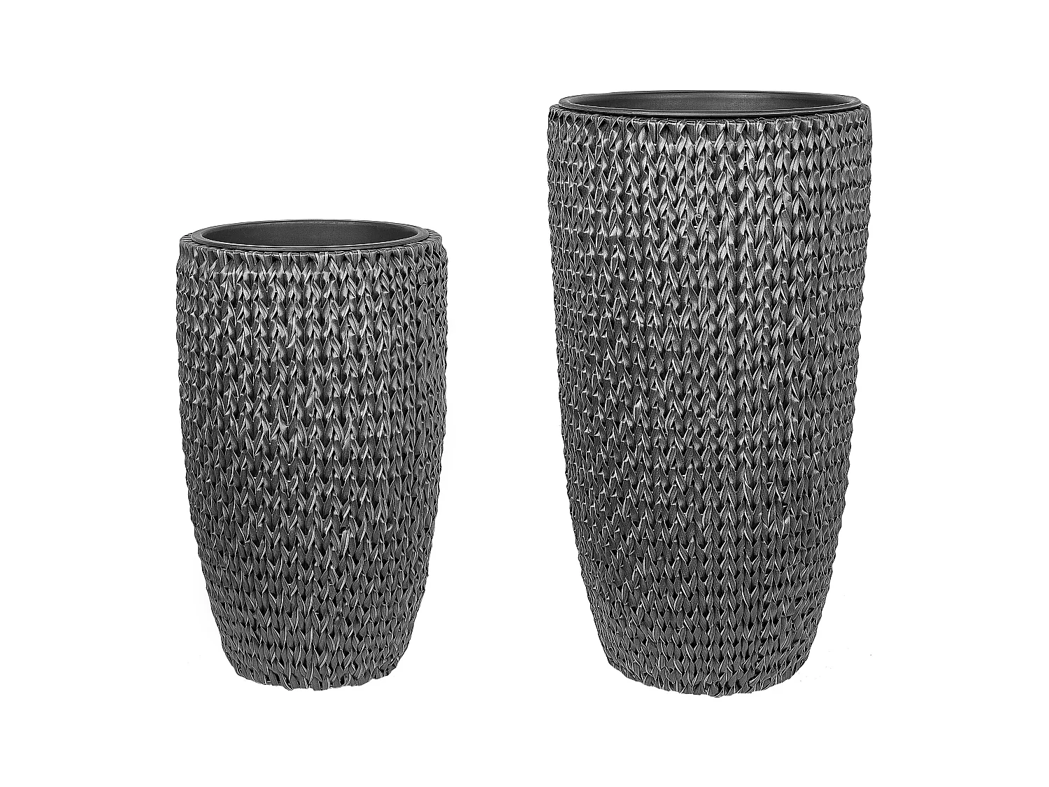 Lot de 2 pots de fleurs CEDRUS 37/45 cm Noir