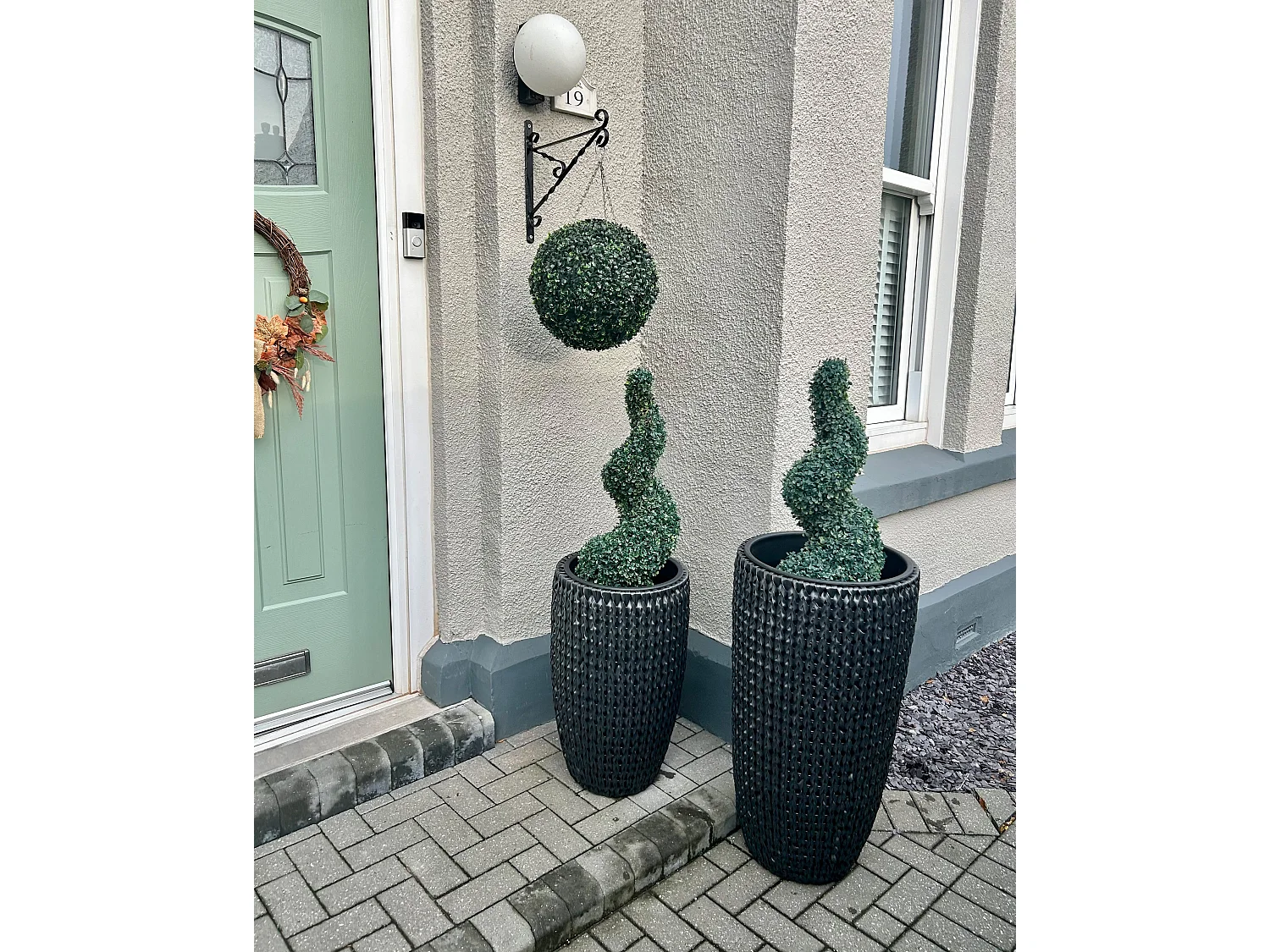 Conjunto de 2 vasos para plantas CEDRUS Ratan sintético 37/45 cm Preto