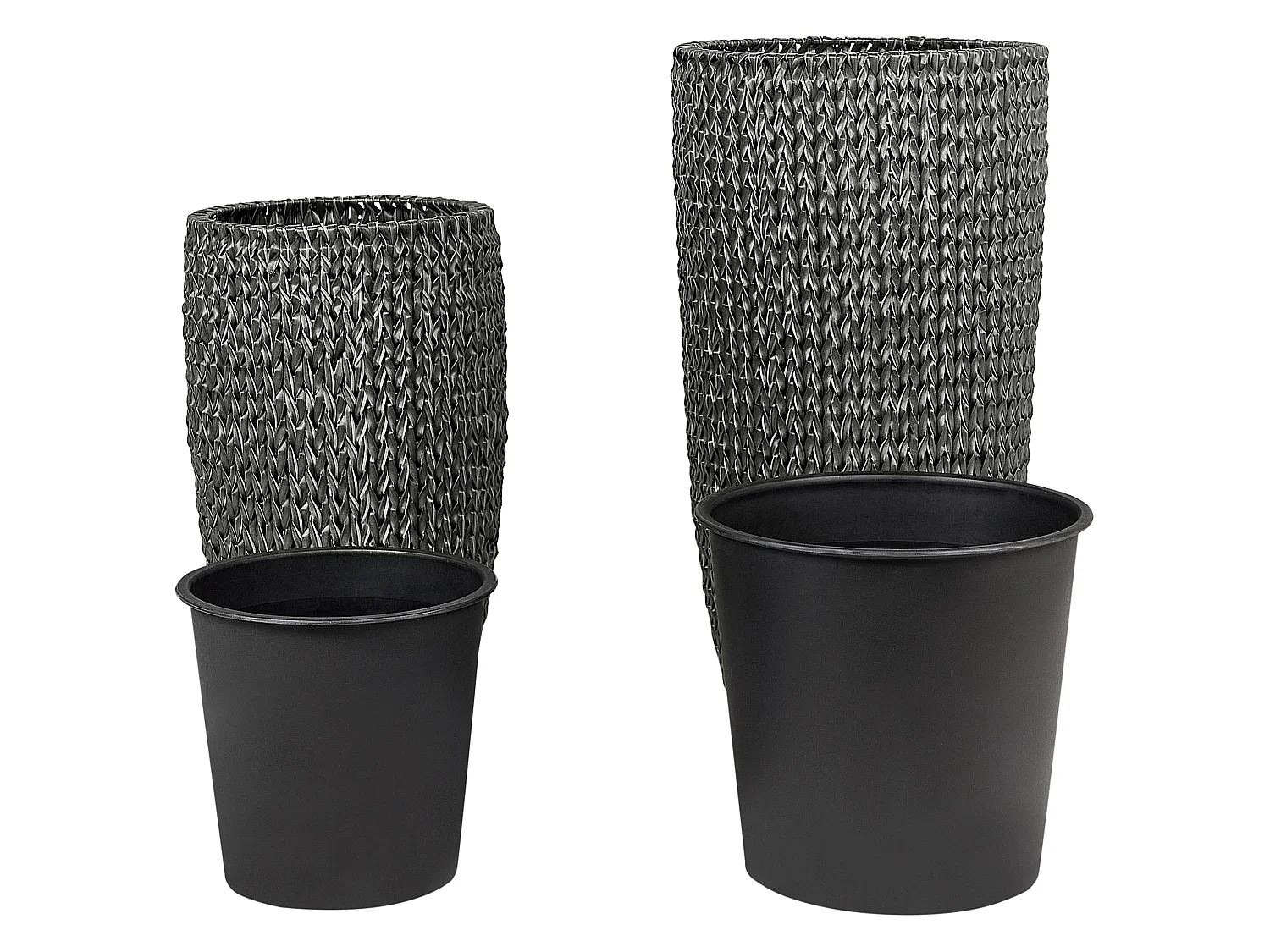 Conjunto de 2 vasos para plantas CEDRUS Ratan sintético 37/45 cm Preto