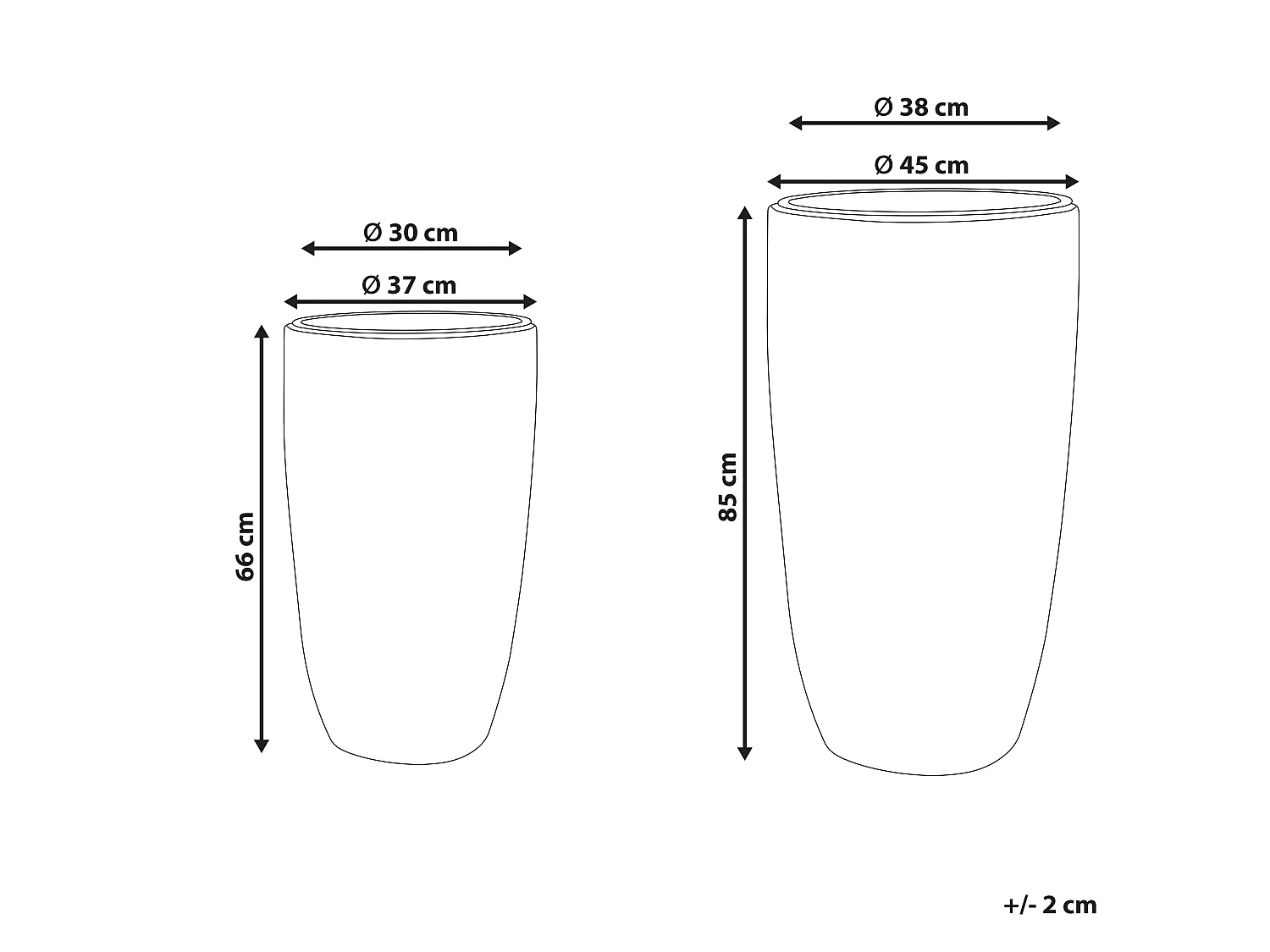 Conjunto de 2 vasos para plantas CEDRUS Ratan sintético 37/45 cm Preto
