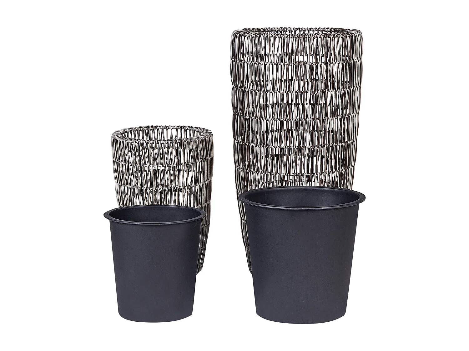 Set mit 2 Blumentöpfen CHELONE PE Rattan 26/34 cm Braun