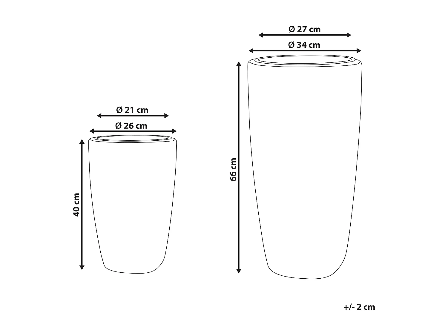 Set mit 2 Blumentöpfen CHELONE PE Rattan 26/34 cm Braun