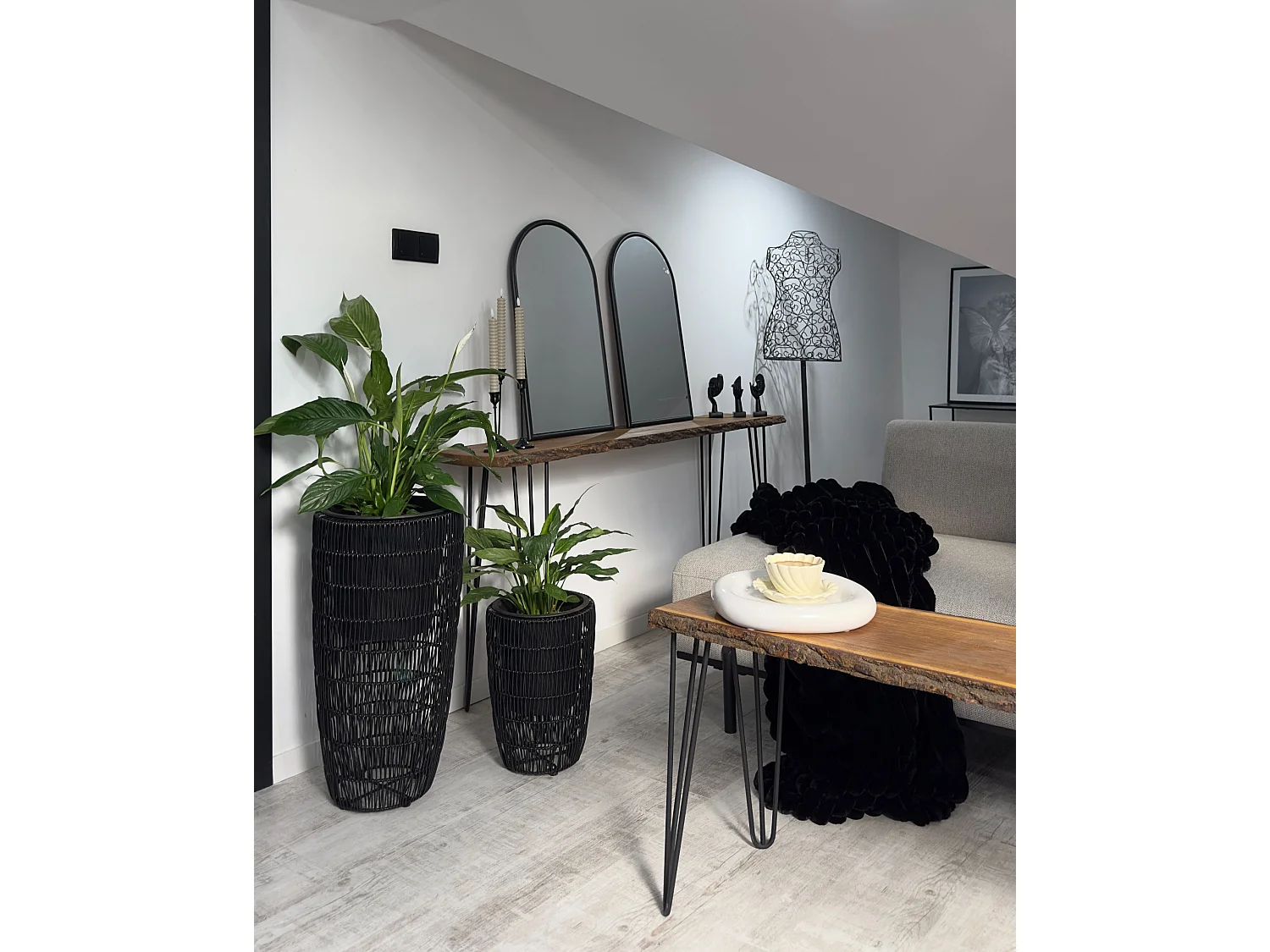Lot de 2 pots de fleurs CHELONE Polyrotin 26/34 cm Noir