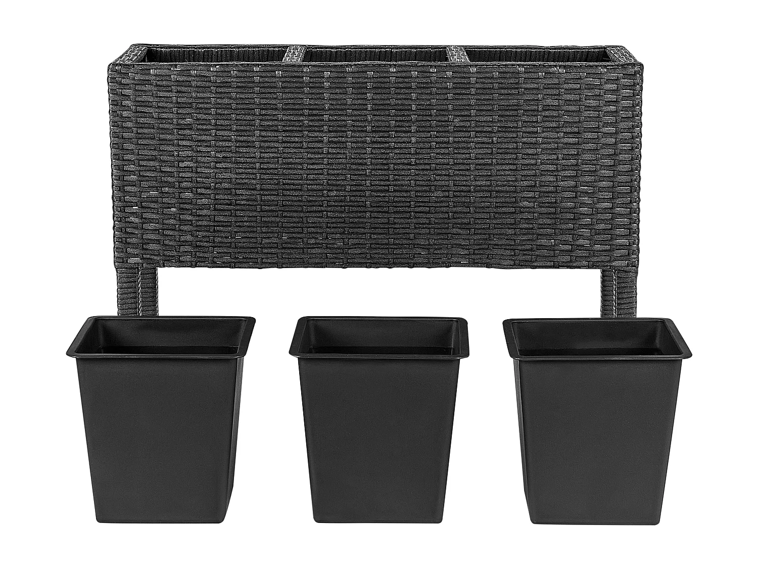 Blumentopf mit Beinen CARAGANA PE Rattan 77 cm Schwarz