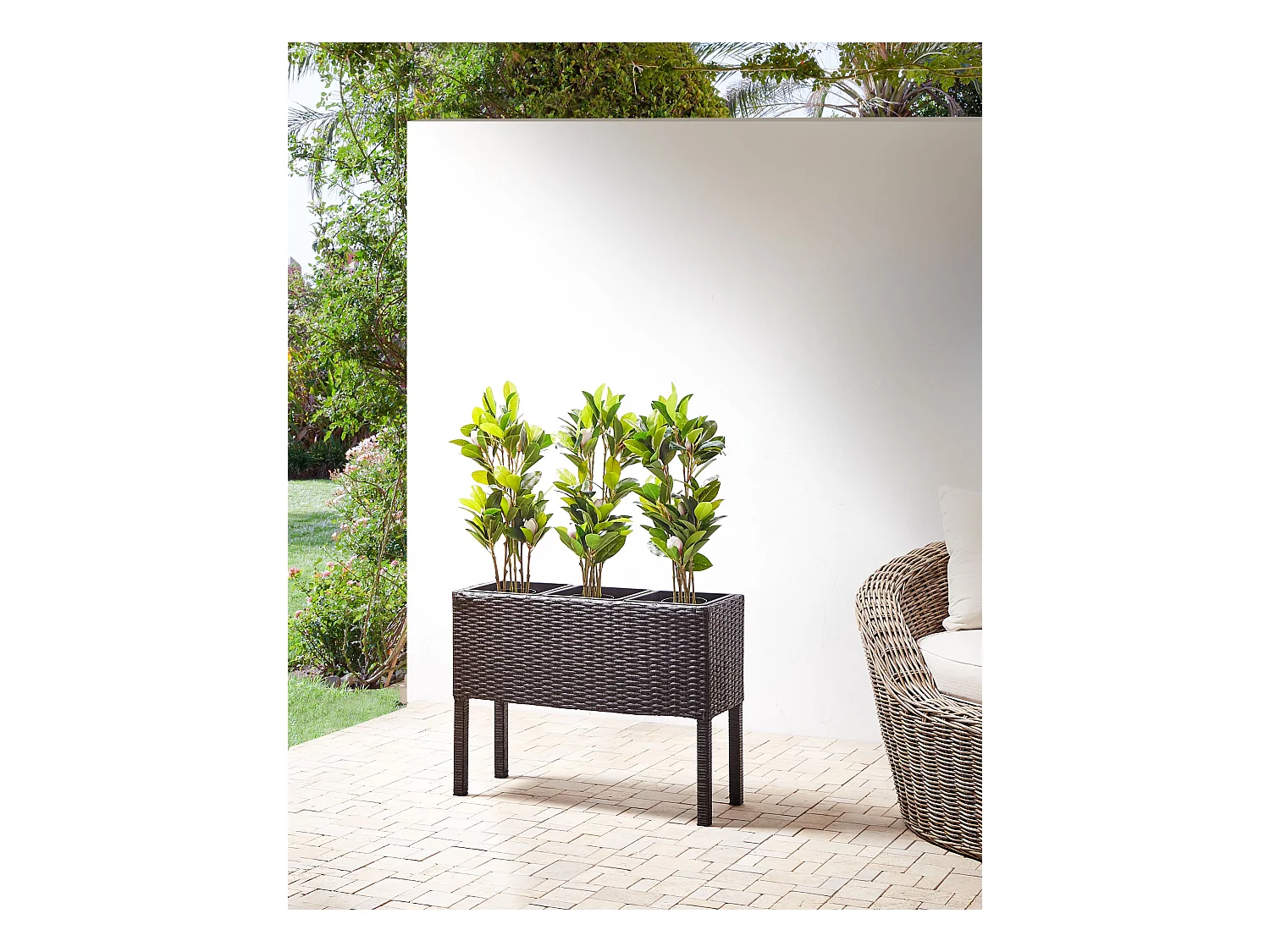 Doniczka na nóżkach CARAGANA Technorattan 77 cm Ciemnobrązowy